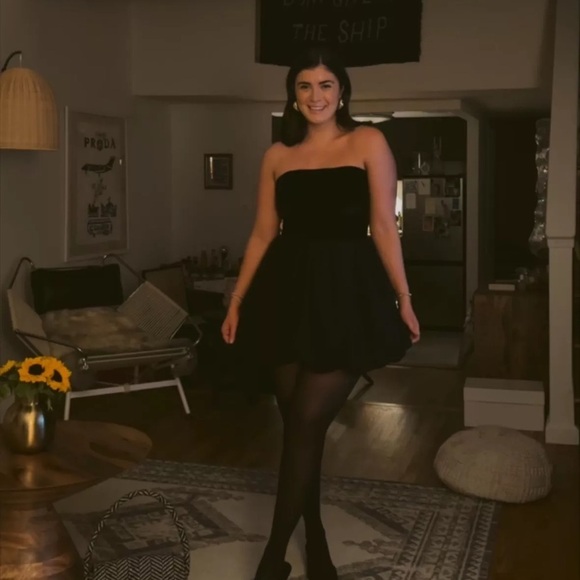 REFORMATION NWT Black St. Louis Strapless Velvet Mini Dress 10 - Picture 2 of 13